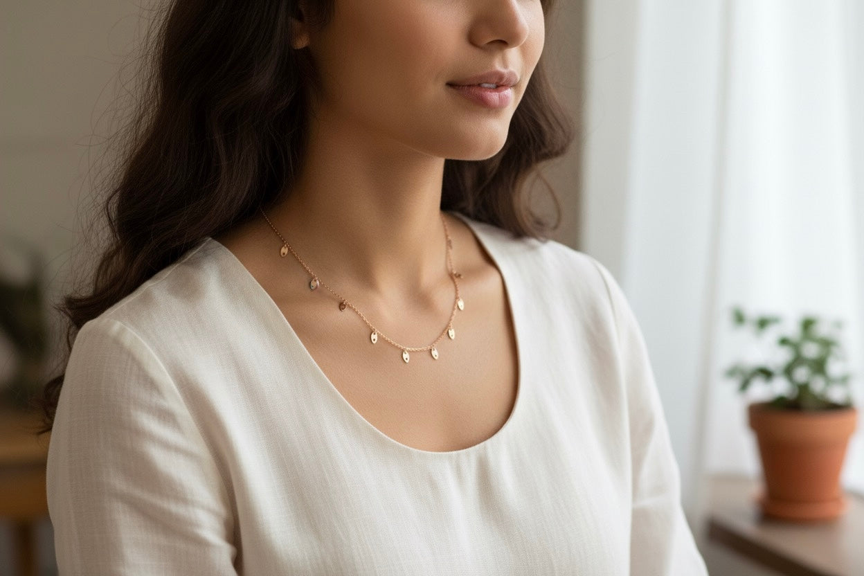 Leaf chain, rose gold