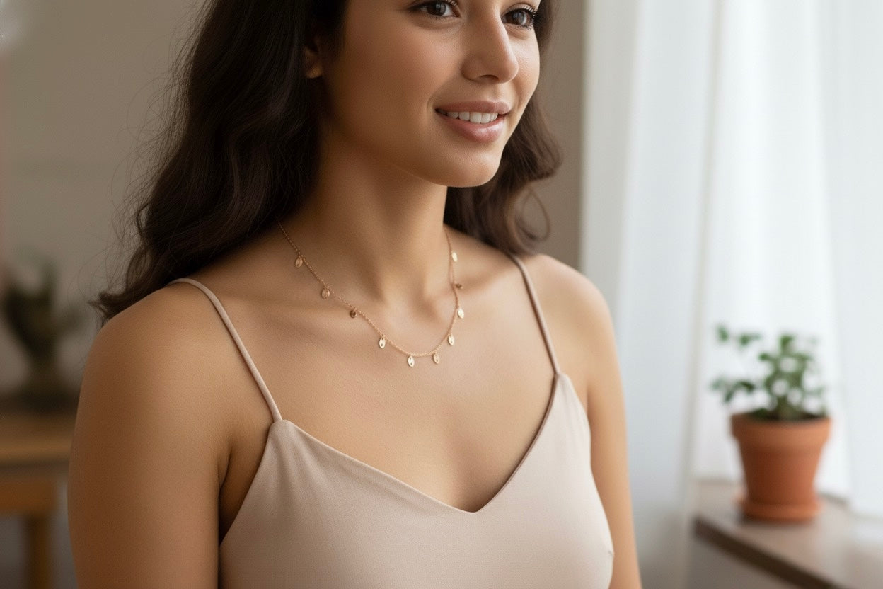 Leaf chain, rose gold