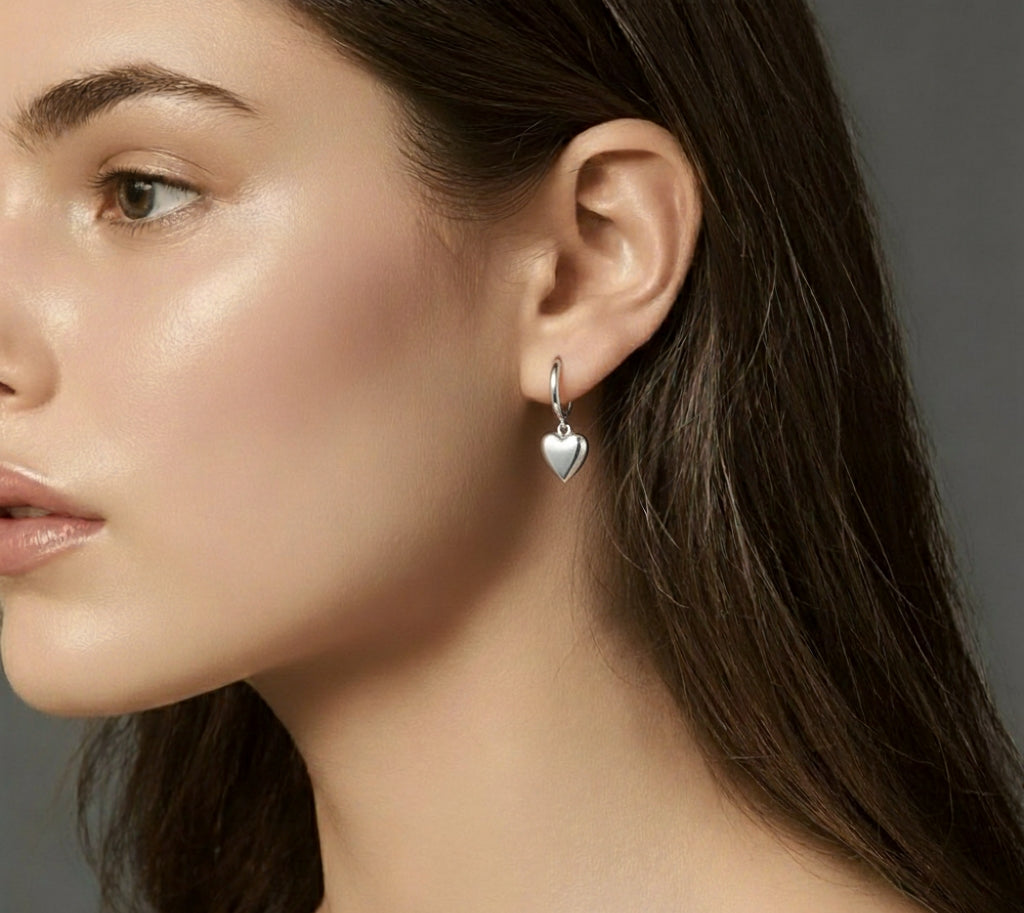 Minimalist Heart Drop Hoops