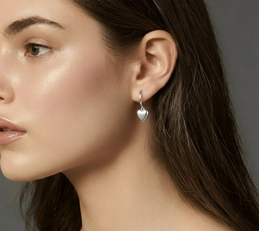Minimalist Heart Drop Hoops
